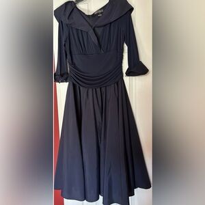 Jessica Howard Dark Blue Midi Off Shoulder Dress Eye Catcher